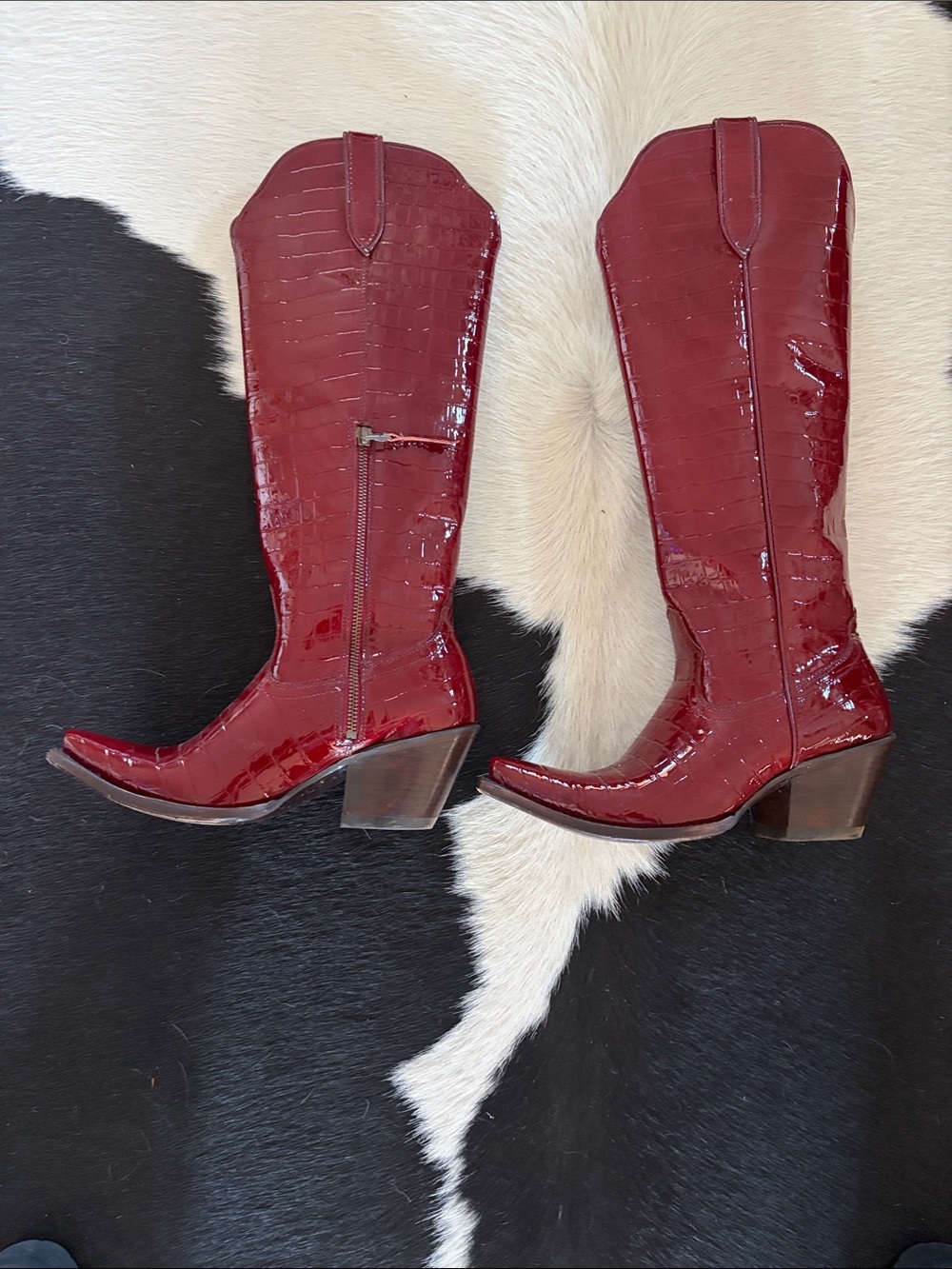 Ariat Casanova Red Croc-Embossed Over-the-Knee Boots - Picture 4 of 4